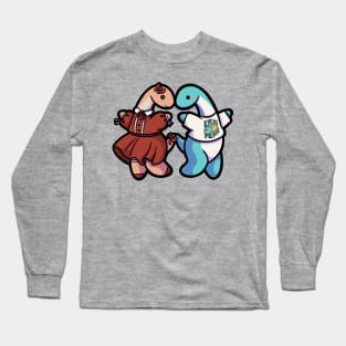 hugadino cute dinosaur couple longneck Long Sleeve T-Shirt